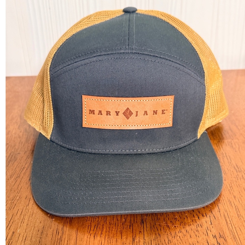 Mary Jane Colorado Trucker Hat Grey Yellow Snapback Leather Patch Cap C58/CTM